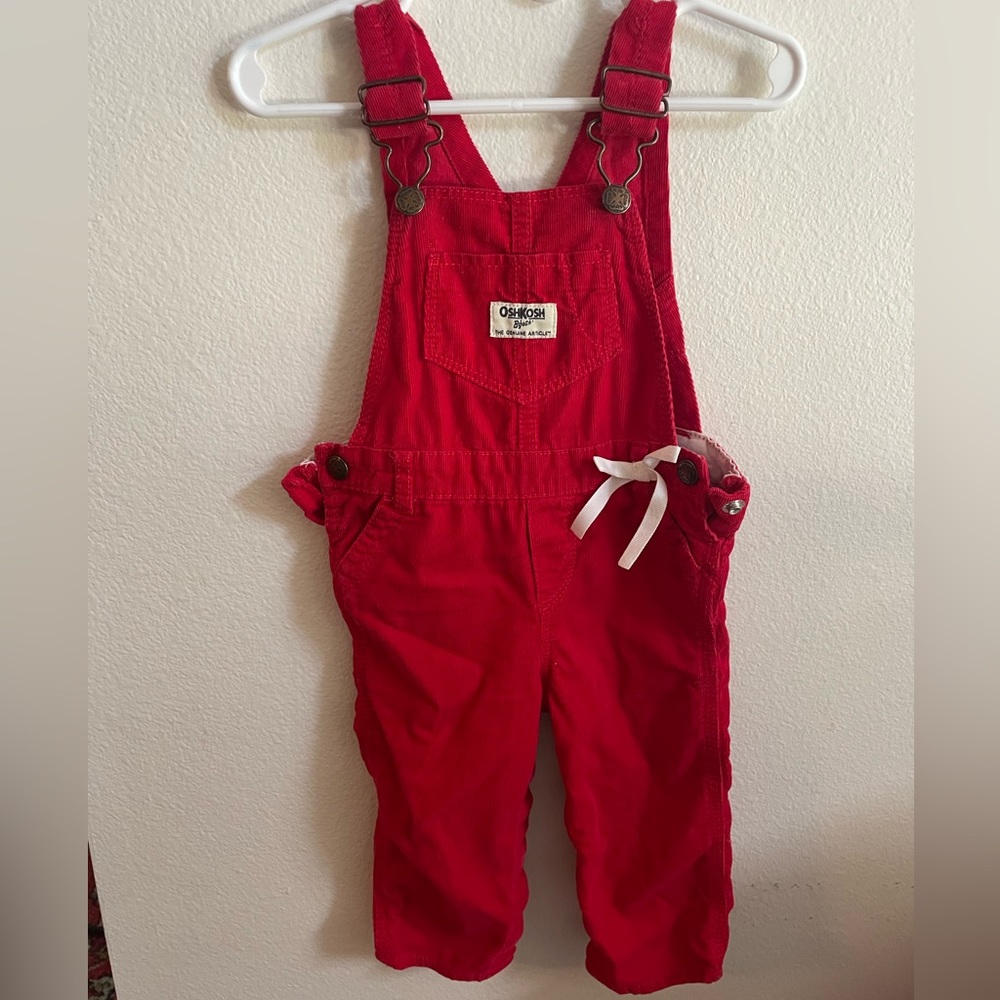 Red corduroy Oshkosh Overalls